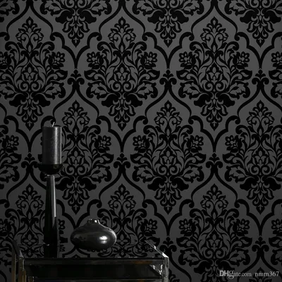 Горячие продажи высокого класса Классический Mystery Black Velvet Flocking  Дамасской Обои Textile Wallcovering для украшения дома картинки