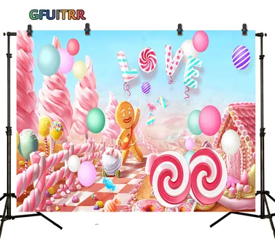 GFUITRR Candyland вечерние НКА фотография фон для девочек день рождения  розовый сладкий дом конфеты фон полиэстер винил фото стенд реквизит -  купить по выгодной цене | AliExpress картинки