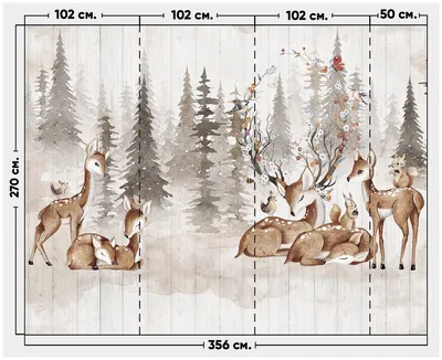 Фотообои / флизелиновые обои Сказочные олени с бордюром под мебель 3,56 x  2,7 м — купить в интернет-магазине по низкой цене на Яндекс Маркете картинки