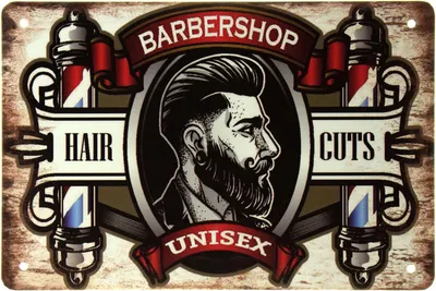 ᐉ Табличка металлическая Барбершоп Стрижка/Barber Shop Haircuts 20x30 см картинки