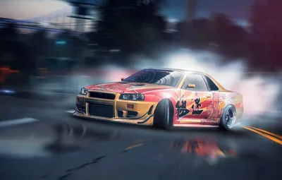 Обои дрифт, Nissan, GT-R, drift, tuning, Skyline, R34, Need For Speed, game  art, by Zakon X картинки на рабочий стол, раздел игры - скачать картинки