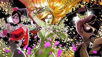 Posterhouzz Comics Gotham City Sirens Harley Quinn Poison Ivy Женщина-кошка HD обои Backg. Плакат с принтом на бумаге Fine Art_** ABO2720 : Amazon.in: Главная \ u0026 Кухня картинки