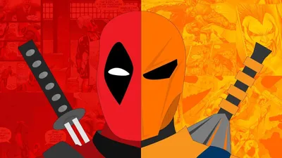 Обои с логотипом Deathstroke vs Deadpool картинки