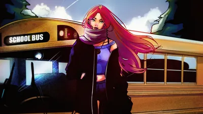 69772 Casual Starfire, Starfire (DC Comics), DC Comics, School Bus - Rare Gallery HD Wallpapers картинки