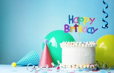 Обои воздушные шары, свечи, торт, cake, decoration, Happy, День Рождения,  Birthday картинки на рабочий стол, раздел праздники - скачать картинки