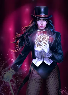 Zatanna DC Comics вымышленный персонаж #супергерои смотрят на зрителя голубые глаза красная помада #галстуки цилиндр цилиндры wo… | Комиксы Dc, Затанна комиксы dc, Комиксы картинки