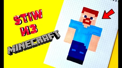 ВАУ! СТИВ ИЗ МАЙНКРАФТ ПО КЛЕТОЧКАМ (minecraft/stiw)PIXEL ART - YouTube картинки