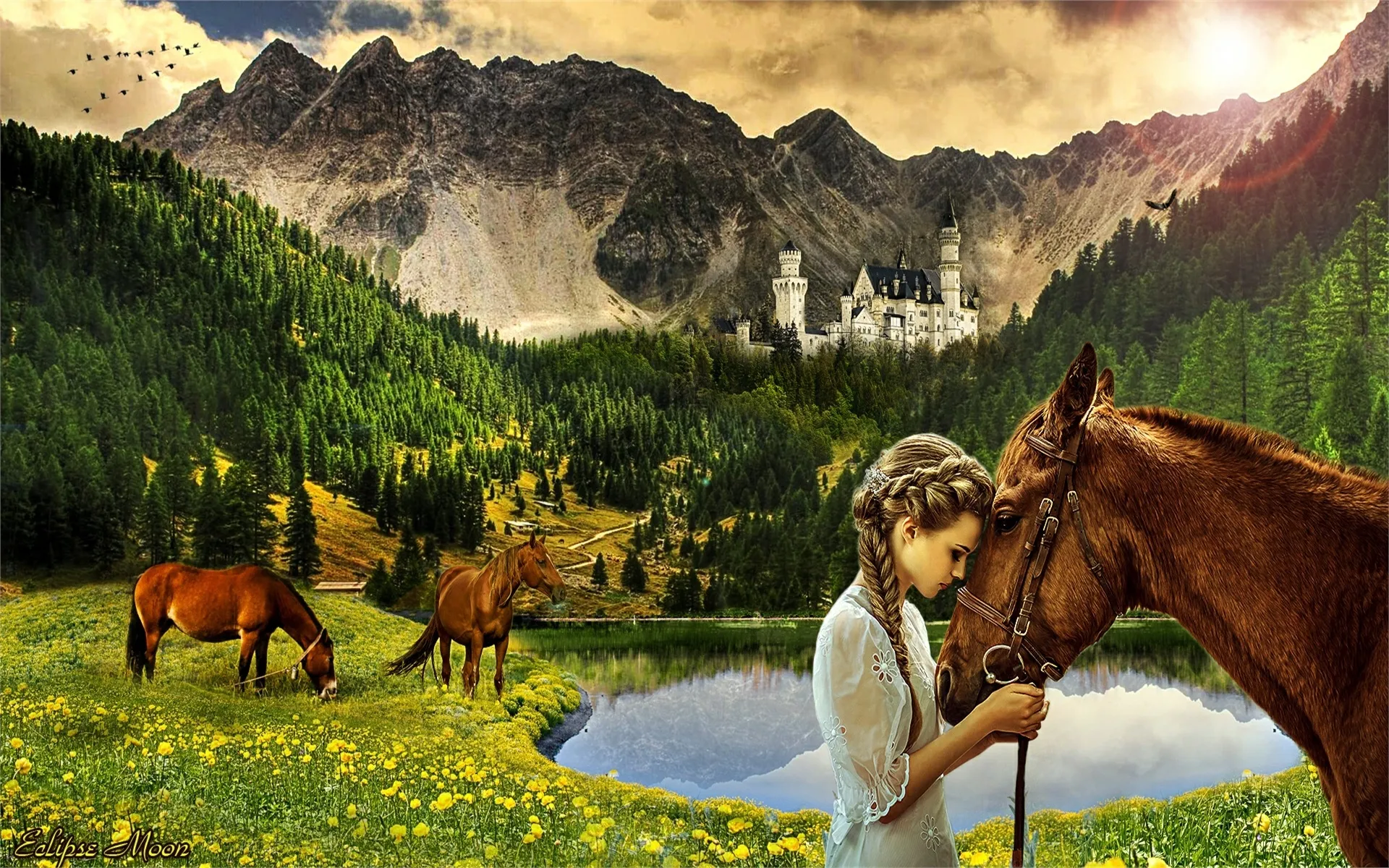 Люди на красивой природе. Лошади на природе. Лошади на фоне гор. Пейзаж с лошадьми. Лошади в горах.