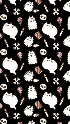 ◇ Pusheen the cat（Пушин кошка）◇ | Halloween wallpaper iphone, Pusheen cute,  Halloween wallpaper картинки