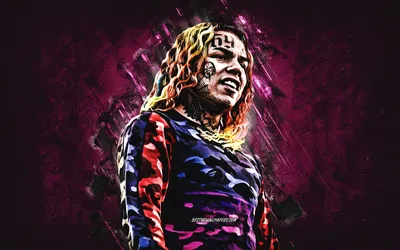 Скачать обои 6IX9INE, Tekashi69, american rapper, portrait, Daniel  Hernandez, purple stone background для монитора с разрешением 2880x1800.  Картинки на рабочий стол картинки