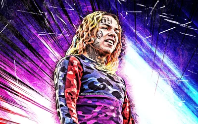 Скачать обои 4k, 6IX9INE, grunge art, american rapper, Tekashi69, purple  abstract rays, music stars, Daniel Hernandez, creative, 3D 6IX9INE,  american celebrity, Tekashi, 6IX9INE 4K для монитора с разрешением  3840x2400. Картинки на рабочий картинки