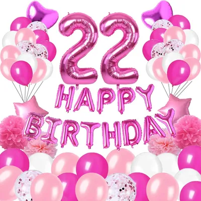 Amazon.com: Happy 22th Birthday Party Decorations Pink Latex,Rose Red Latex  and Sequin Balloons Happy Birthday Banner Foil Number Balloons and More for  22 Years Old Birthday Party Supplies (colorpartyland) : Toys \u0026 картинки