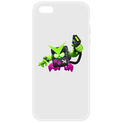 Чехол-накладка Krutoff Soft Case Brawl Stars-Вирус 8-БИТ для iPhone 5/5s  белая оптом картинки