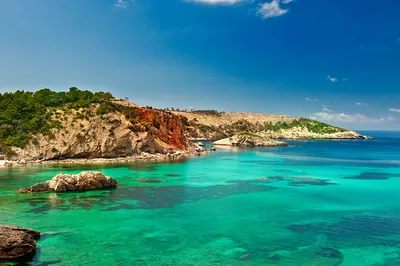 Картинки Испания Ibiza Море скале Природа Побережье картинки