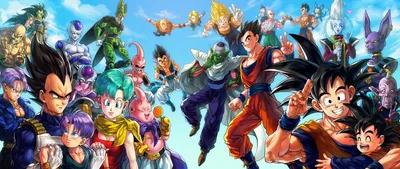 ID обоев: 110738 / Dragon Ball Z, Саян, Сон Гоку, Сон Гохан, Гохан, Стволы, Маджин Буу, Малыш Буу, Пикколо, Лорд Биллс, Булма, Готенкс, Сон Готен, Вис, Криллин, Android 18, Редька, Суперзлодей , картинки