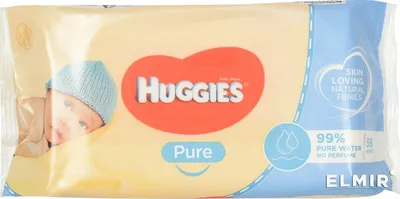 Салфетки влажные для младенцев Huggies Pure 56 шт. (5029053550039) купить |  ELMIR - цена, отзывы, характеристики картинки