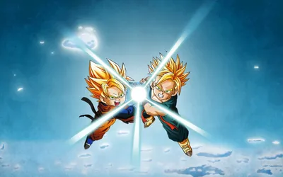 Dragon Ball, Super Saiyan, Trunks (персонаж), Son Goten, Kamehameha Wallpapers HD / Обои для рабочего стола и мобильного телефона картинки