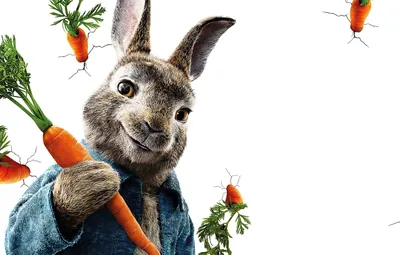 Обои трещины, стена, мультфильм, кролик, белый фон, постер, морковь, Peter  Rabbit, Приключения Кролика Питера картинки на рабочий стол, раздел фильмы  - скачать картинки