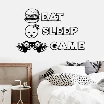 Переводная картинка с играми Eat Sleep, настенная наклейка с контроллером,  домашний декор, переводная картинка для видеоигр, декор для игровой  комнаты, обои для спальни M200 - купить по выгодной цене | AliExpress картинки