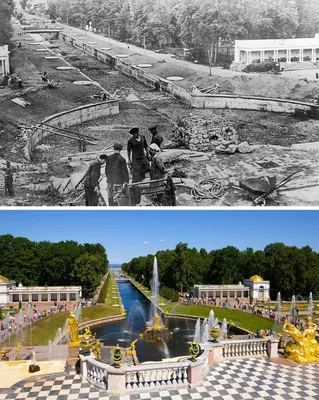 До и после: дворцы Санкт-Петербурга, разрушенные во время войны | Пикабу картинки