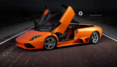 Оранжевый Lamborghini Murcielago стоит по середине асфальтированный дороги  | Обои для телефона картинки