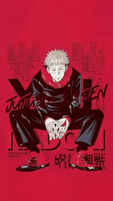 Download Yuji Itadori Red Art Jujutsu Kaisen Phone Wallpaper | Wallpapers .com картинки