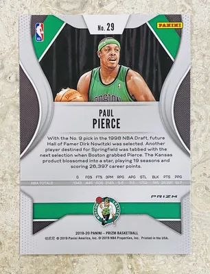 Пол Пирс 2019-20 Panini Prizm Boston Celtics Basketball Silver Prizm Card - KBK Sports картинки