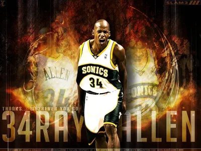 Скачать Ray Allen Fiery Edit Wallpaper | Обои.com картинки