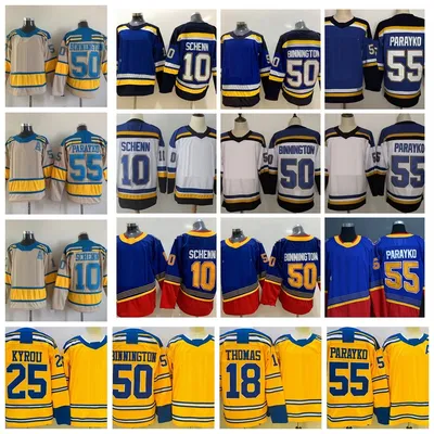 2022 Reverse Retro Hockey Jerseys 55 Colton Parayko 10 Brayden Schenn 50 Binnington 25 Kyrou 47 Torey Krug 18 Robert Thomas Shirts Red White Navy Blue картинки