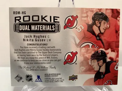 2019-20 UPPER DECK SERIES 2: ROOKIE DUAL MATERIALS JACK HUGHES & u0026 НИКИТА ГУСЕВ | eBay картинки