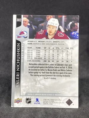 ВАЛЕРИЙ НИЧУШКИН 2020-21 Upper Deck Series 2 Hockey #302 КОЛОРАДО | eBay картинки