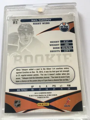 2012-13 Panini Certified Hockey #R1 НЕЙЛ ЯКУПОВ Новичок #'d/99 RC | eBay картинки