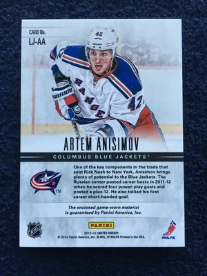 Артем Анисимов #LJ-AA - 2012-13 Panini Limited - Limited Jersey/99 | eBay картинки