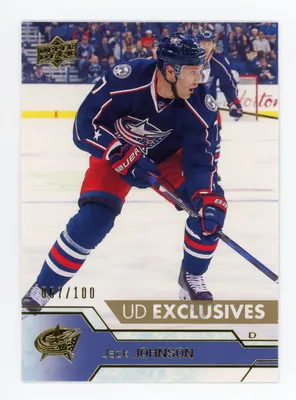 2016–2017 Джек Джонсон UD Exclusives # d / 100 Upper Deck Columbus Blue картинки