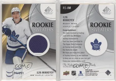 2019-20 Upper Deck SP Game Использованные свитера /199 Илья Михеев #RS-IM Rookie RC | eBay картинки