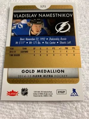 14/15 Золотой медальон Ultrs Fleer Владислав Наместников Хоккейная карточка №171 | eBay картинки