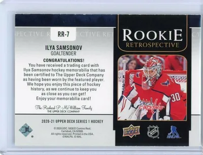 2020-21 Upper Deck Илья Самсонов Rookie Retrospective Insert Jersey Relic | eBay картинки