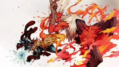 Скачать обои Pokemon Mega Blaziken Lucario картинки