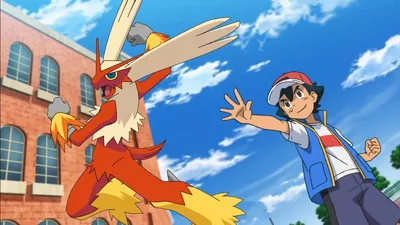 Скачать обои Pokemon Blaziken Trainer Ash картинки