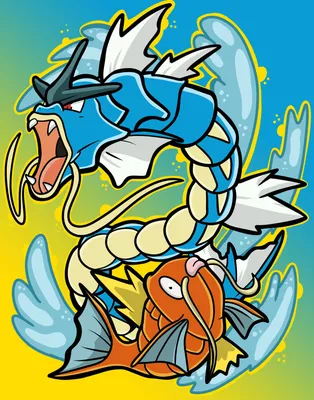 Скачать обои Gyarados And Magikarp Fanart картинки