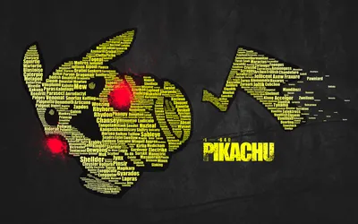 Скачать обои Pikachu, typography art, Pokemon, Pikachupool, креатив, пухлый грызун, художественное произведение для монитора с разрешением 2880x1800. Высококачественные обои HD картинки картинки