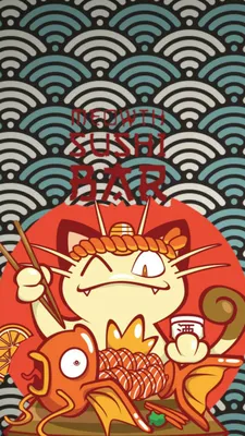 Meowth Суши-бар wallpaper | Симпатичные обои с покемонами, Плакат с покемонами, Покемон картинки