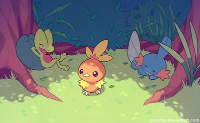 4580826 Mudkip, Pokémon, Torchic, Treecko - Редкая галерея HD обоев картинки