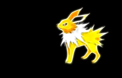 Обои желтый, электрический, покемон, pokemon, jolteon, неоновые линии, jolteon картинки на рабочий стол, раздел минимализм - скачать картинки