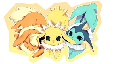 Обои вода, Покемон, Огонь, Flareon, Eevee, Vaporeon, Jolteon, Eeveelutions HD / Обои для рабочего стола и мобильного телефона картинки