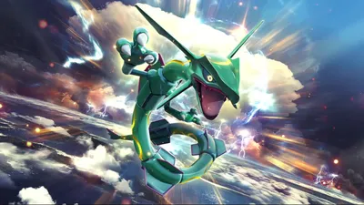 Rayquaza レックウザ Pokemon with Dragon Wings / 4K - Animated Desktop - Живые обои для рабочего стола картинки