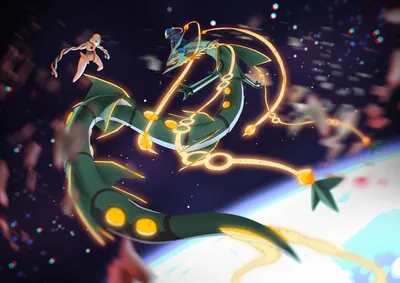 Скачать обои Rayquaza Battle In Space картинки