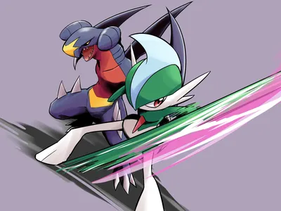 garchomp и gallade (покемон), нарисованные ayo_(ayosanri009) | Данбуру картинки