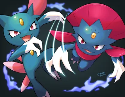 sneasel и weavile (покемон), нарисованные okoge_(simokaji) | Данбуру картинки