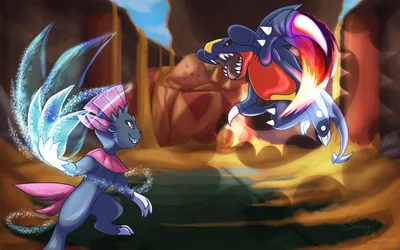 Скачать обои Garchomp And Weavile Fanart картинки